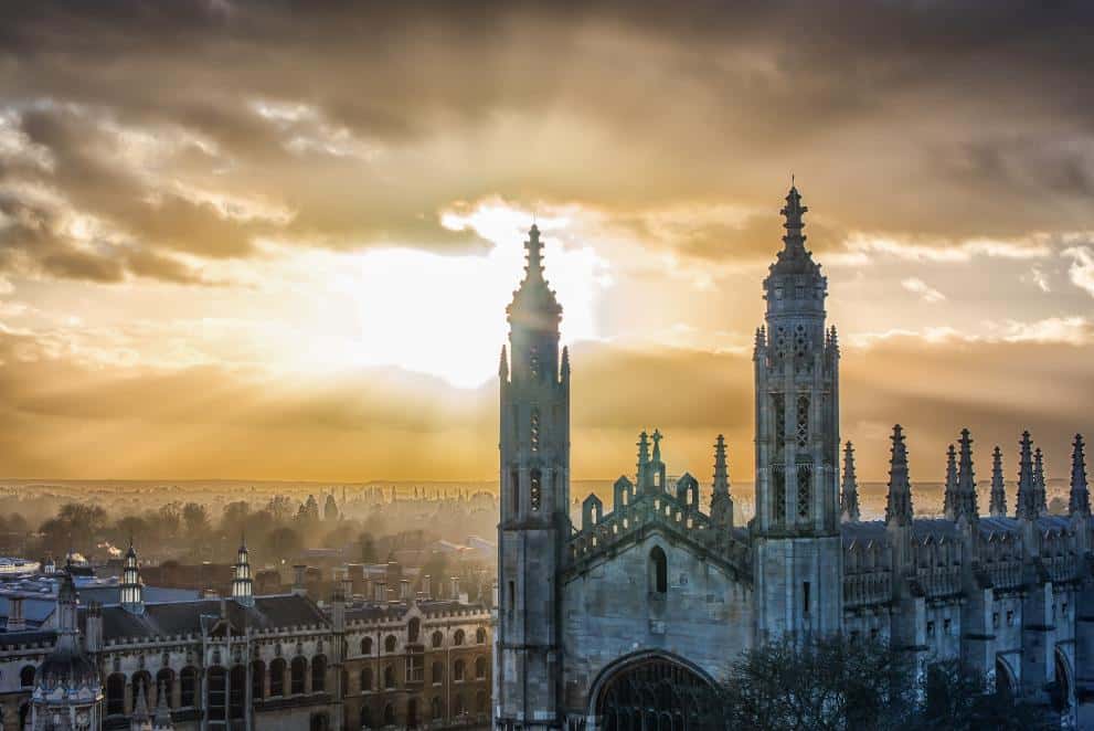 King's College Cambridge at sunset, part of the University of Cambridge and a Cambridge summer schools venue host